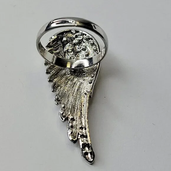 Silver Wing Adjustable Ring, Crystal Wing Adjustable Ring - Picture 4 of 6